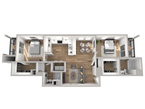 Floor plan for 2 beds, 2 baths, 1012 sqft